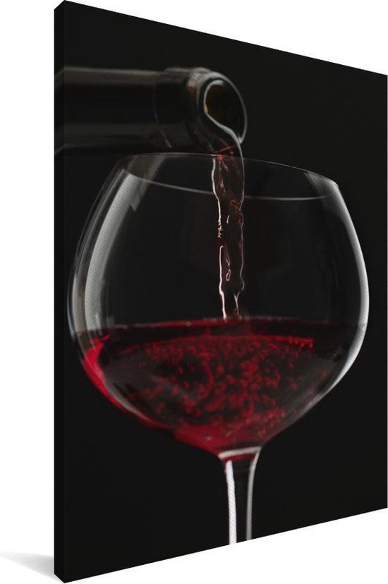 Willen Tragisch Meestal Canvas Schilderij Plaatje van rode wijn die in wijnglas wordt gegoten -  40x60 cm -... | bol.com