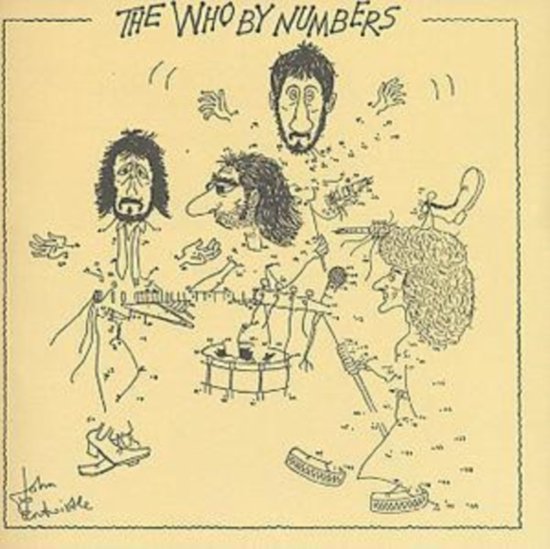 De tekening van The Who by Numbers met de bandleden als een soort stip-tot-stip puzzel.