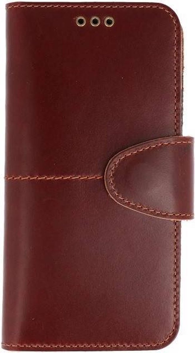 GALATA Genuine leather iPhone Xs / X wallet case Rustic Cognac hoesje