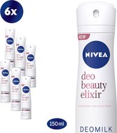 NIVEA Deo Beauty Elixir Sensitive Deodorant Spray - 6 x 150ml - Anti-Transpirant Spray - Voordeelverpakking