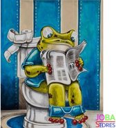 Peinture au diamant "JobaStores®" Toilette Frog 01 - complète - 30x40cm - ronde