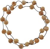 Lange bruine kralen ketting beige