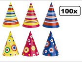 100x Luxe Feesthoedjes karton multicolour