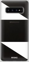 BOQAZ. Samsung Galaxy S10 hoesje - Plus hoesje - hoesje driehoek wit