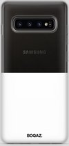 BOQAZ. Samsung Galaxy S10 hoesje - Plus hoesje - hoesje half wit