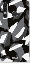 BOQAZ. Huawei P30 Lite hoesje - camouflage camo zwart wit grijs