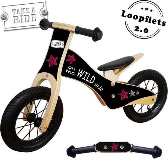 Geboortestoeltje-Loopfiets Take a ride-hout-roze-luchtbanden-2jaar-meisje |  bol.com