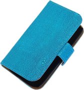 Blauw Ribbel booktype wallet cover hoesje voor HTC One M9