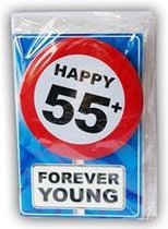 Happy Birthday kaart met button 55 jaar