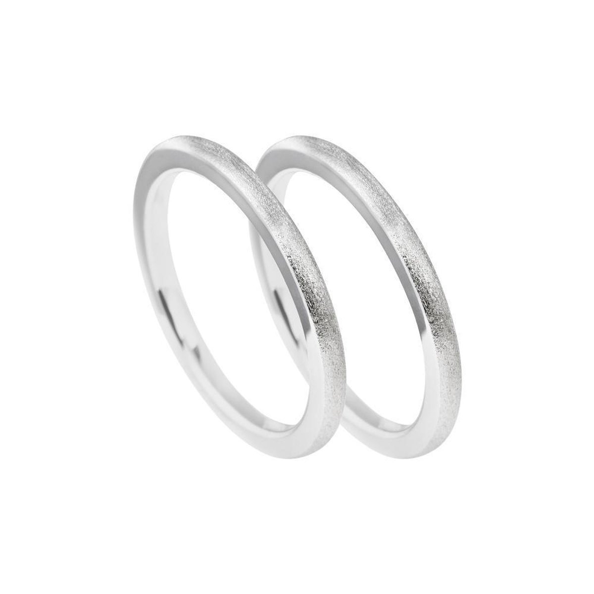 Diamonfire - Zilveren ring zonder steen Maat 19.0 - 2 gematteerde aanschuifringen