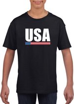 Zwart USA / Amerika supporter t-shirt voor kinderen M (134-140)