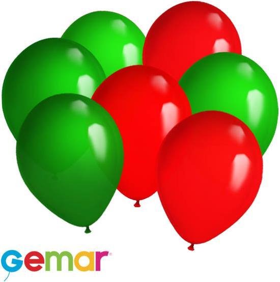 30x Ballonnen Groen en Rood (Ook geschikt voor Helium)