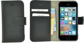 Pearlycase® Echt Lederen Wallet Bookcase iPhone 5(S)/SE Effen Zwart Hoesje