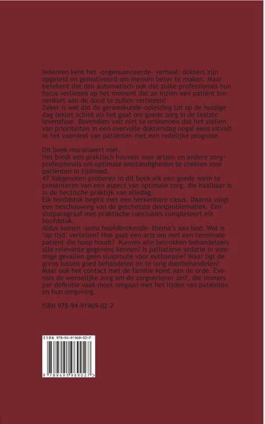 Boek De Dokter en de Dood, optimale zorg in de laatste levensfase.