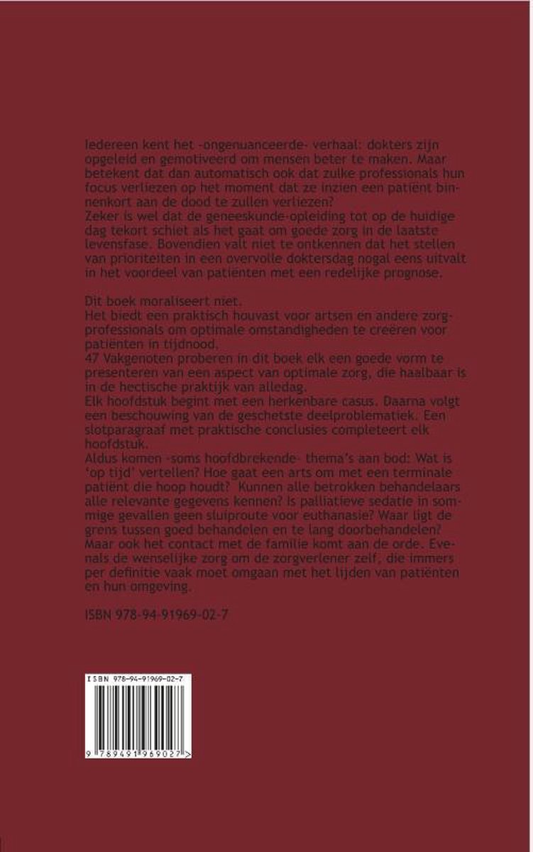 Boek De Dokter en de Dood, optimale zorg in de laatste levensfase.