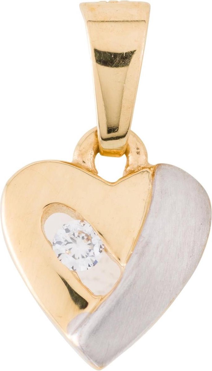 Glow gouden hanger hart- met steen - zirkonia