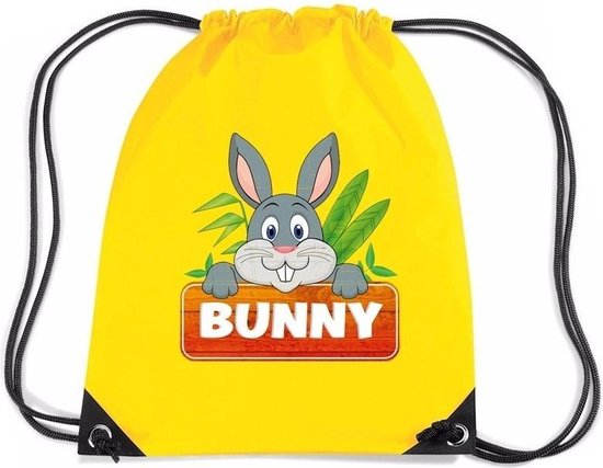 Bunny het Konijn rijgkoord rugtas / gymtas - geel - 11 liter - voor kinderen