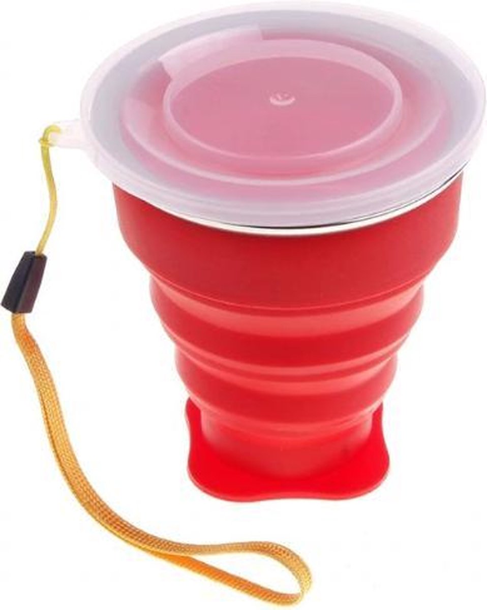 Opvouwbare beker - Cup 200ML - Siliconen Cup - Campingservies - Rood Duurzaam - Milieubewust