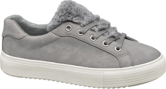 Graceland Dames Grijze sneaker bont - Maat 39 | bol.com