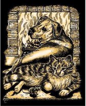 Kras Tekening "Sequin Art" Hond & Kat Goud