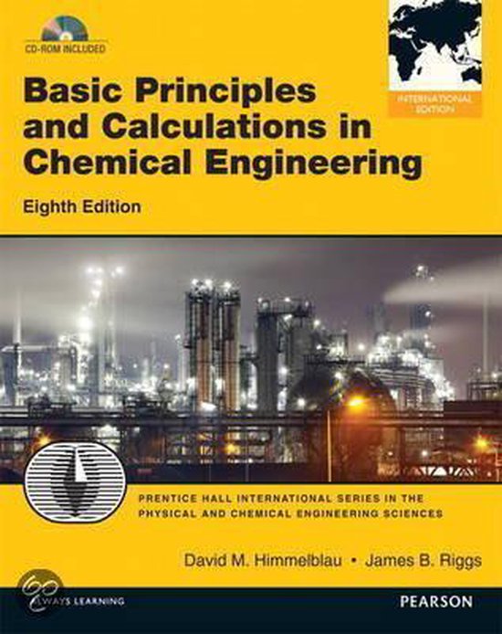 Livre "Basic Principles and Calculations in Chemical Engineering", Huitième Édition, avec une image d'une usine chimique.