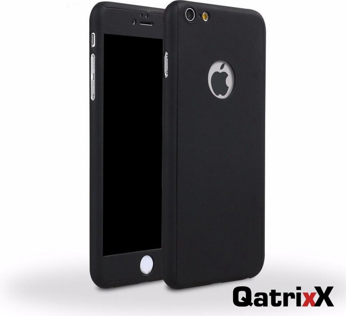 Full Body Slim Fit 360 graden Lichtgewicht Case hoesje Zwart met ingebouwde glazen screenprotector voor AppleiPhone 7