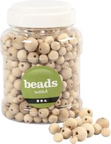 Perles en bois, d : 8 10 12 15 mm, baie de porcelaine, 175 gr, 400 ml