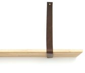 Leren plankdrager XL Donkerbruin - 2 stuks - 120 x 4 cm- Industriële plankendragers XL - extra lang -  met koperkleurige schroeven