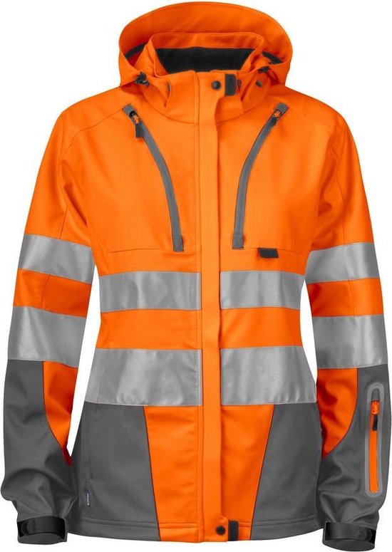 ProJob 6423 ONGEVOERDE SIGNALISATIE SOFTSHELL EN ISO 20471 KLASSE 3 DAMES 646423 - oranje/grijs - XXL