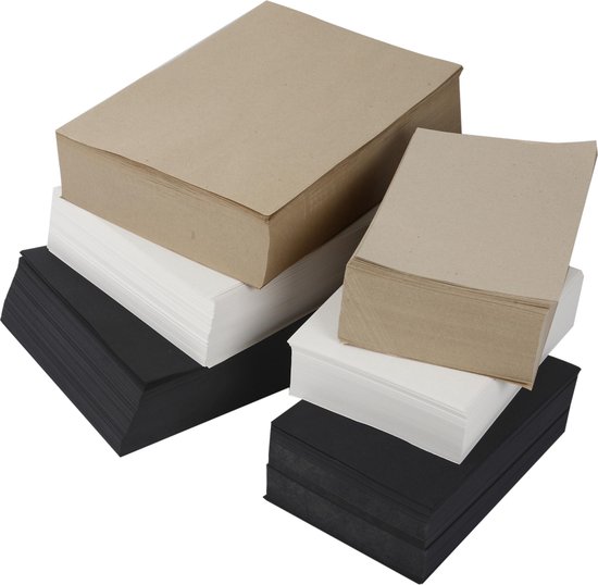 Kraft Papier – Recycled Papier – Hobby Papier – Bruin Wit Zwart – Assortiment – 100 grams – Creotime – 6000 vellen