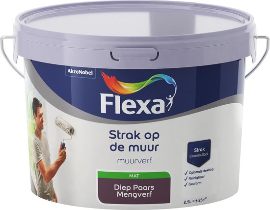 Flexa Strak op de muur Muurverf - Mat - 2,5 liter - Diep Paars