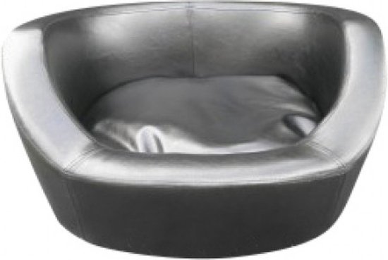 Hondenbank Leatherlook zwart + kussen