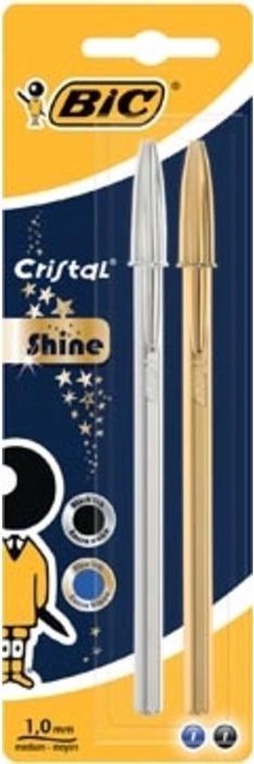 Bic Cristal Shine, blister 2 (goud en zilver) bol.com