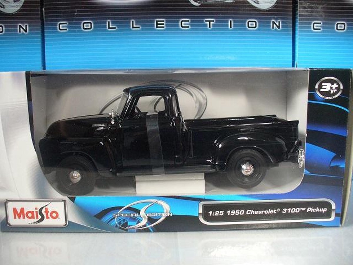 Chevrolet Chevy Pickup 3100 1950 Modellauto 1/24 – Schwarz, Metall/Plastik, Ca. 18 Cm