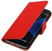 Mobieletelefoonhoesje.nl - Samsung Galaxy S7 Edge Hoesje Effen Bookstyle Rood
