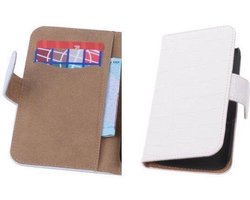 Wit Croco Samsung Galaxy S4 Mini i9190 hoesjes Book/Wallet Case/Cover