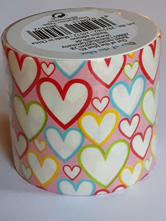 Masking Tape Roze Met Hartjes G Decoratie Washi Papier Tape 48 Mm X 4 M