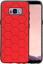 Hexagon Hard Case - Telefoonhoesje - Backcover Hoesje - achterkant hoesje - Geschikt voor Samsung Galaxy S8 - Rood