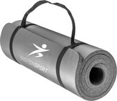 Tapis de fitness Siston Sport - 183 cm x 61 cm x 1,5 cm - Tapis de Yoga - Grijs - Avec sac de transport et sangle de transport supplémentaire