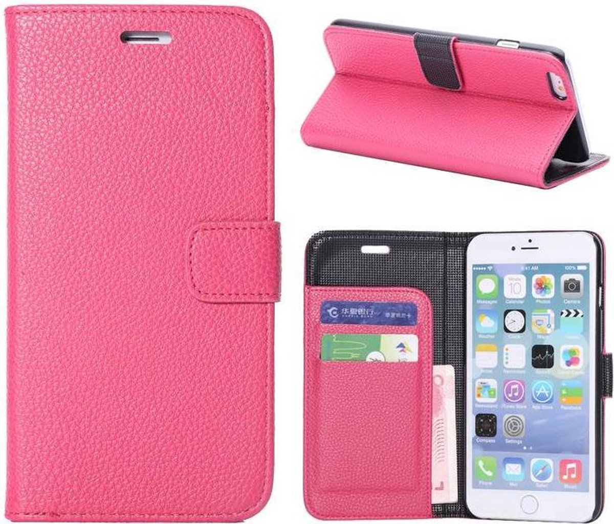PU Leren Reliëf Wallet iPhone 6(s) plus - Roze
