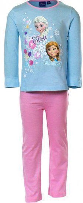 Frozen pyjama met Anna en Elsa Blauw/Roze, maat 128 | bol.com
