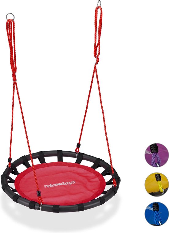 Relaxdays Nestschommel - ronde schommel - 80 cm - kinderschommel - schommel  buiten - rood | bol