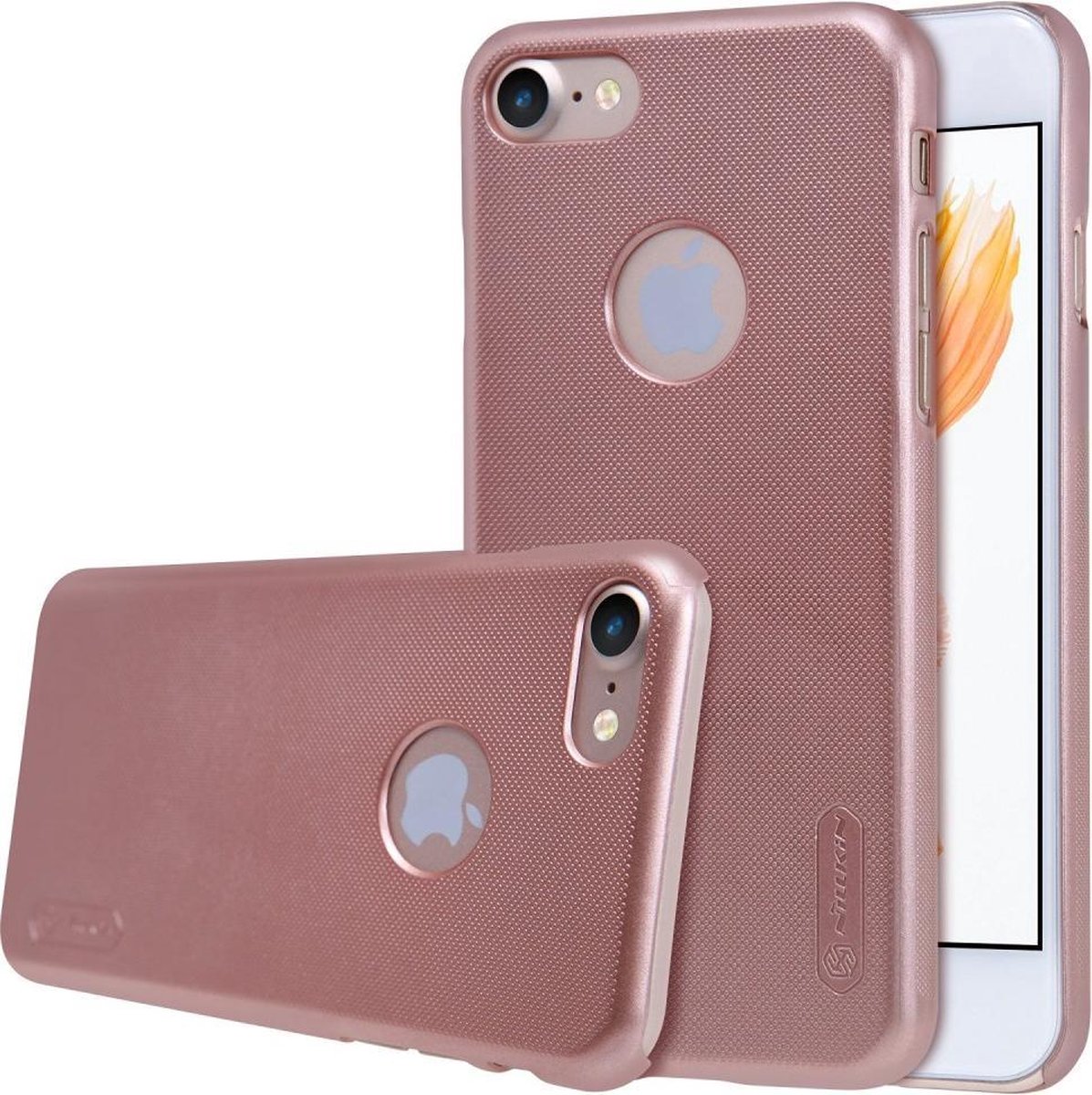 Geschikt voorSuper Frosted Shield Backcover voor de Apple iPhone SE (2022) / SE (2020) / 8 / 7 - Rose Gold by Nillkin in Pink – product photo