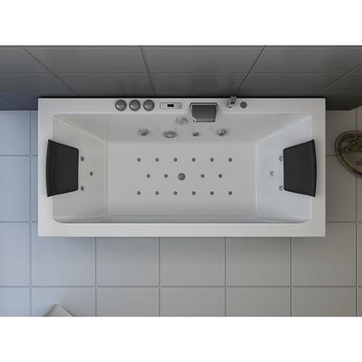 Baignoire autoportante pour massage à l'eau à LED 1850 mm en blanc avec  chauffe-eau