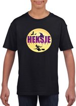 Halloween heksje t-shirt zwart meisjes M (134-140)
