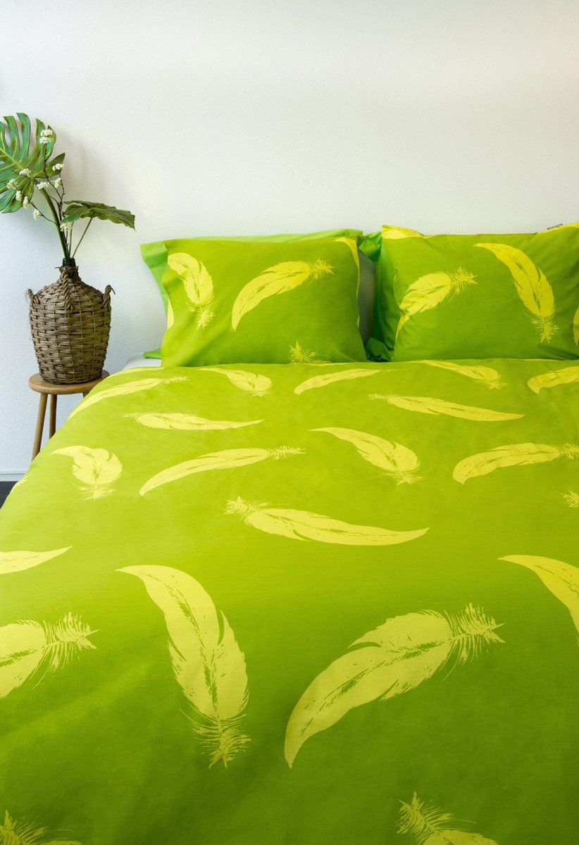 SENZATIONE 100% Katoen Percaline Dekbedovertrek 240x240-2x60x70 cm FEATHERS GROEN