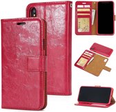 afneembare 2 in 1 crazy horse TPU leren wallet case voor de iphone X rood