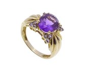 Occasion geel gouden ring met amethyst