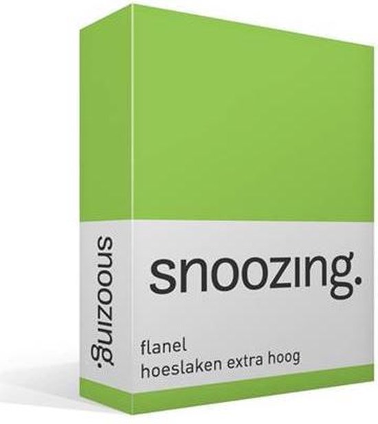 Snoozing - Flanel - Hoeslaken - Eenpersoons - Extra Hoog - 70x200 cm - Lime