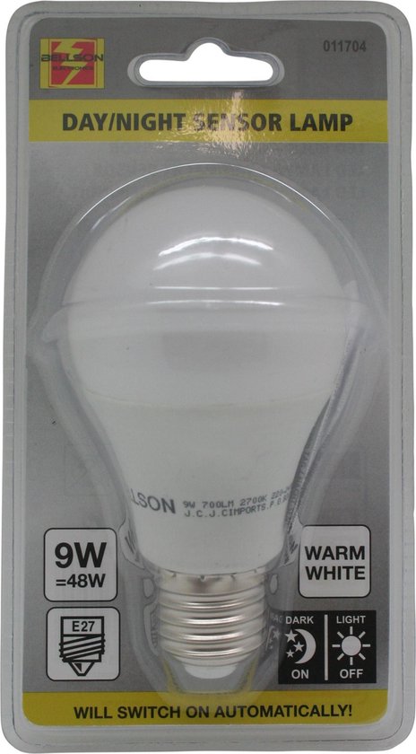 Werkloos hospita gaan beslissen Benson LED E27 Lamp met Dag/Nacht Sensor - 9W - 2700K | bol.com